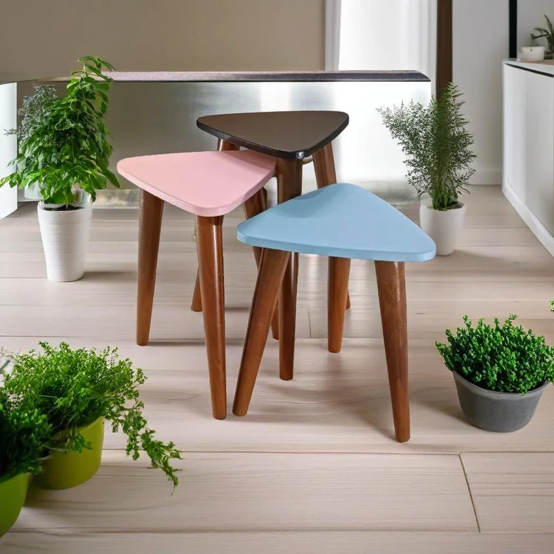 میز عسلی مثلث مدل لیون 324 کد 59 مجموعه سه عددی