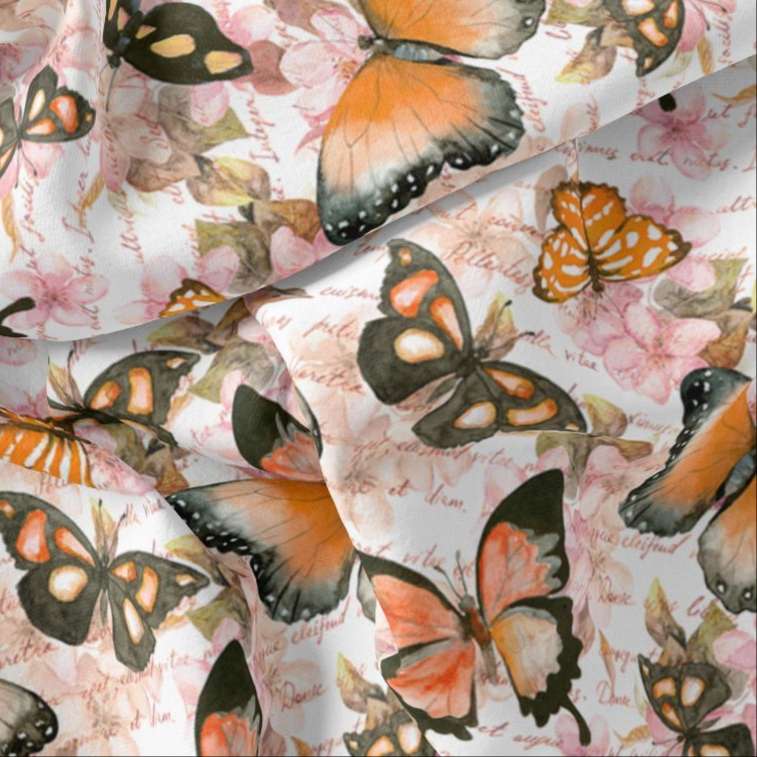 پارچه لباس مدل کرپ بوگاتی طرح پروانه کد 8004A