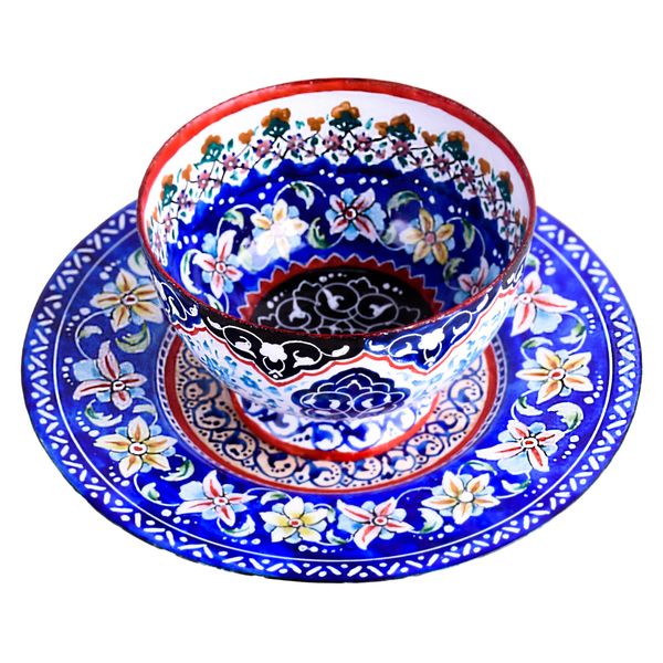 کاسه و بشقاب میناکاری اثر لطیفیان طرح نرگس شب مدل 00-21 کاسه و بشقاب میناکاری اثر لطیفیان طرح نرگس شب مدل 00-21