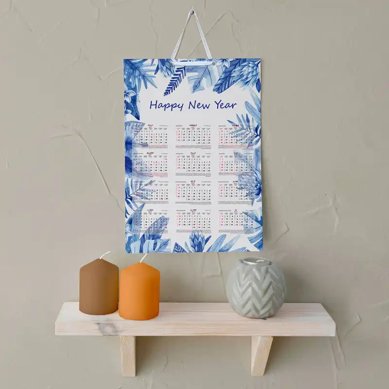 تقویم دیواری سال 1403 خندالو مدل برگ آبرنگی کد E24