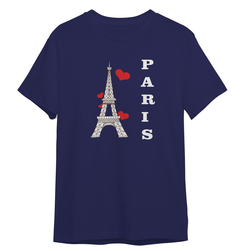 تی شرت آستین کوتاه زنانه مدل برج ایفل پاریس کد 0301 رنگ سرمه ای