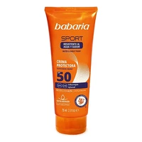 کرم ضد آفتاب بی&zwnj;رنگ صورت باباریا SPF 50 مدل  Sport Protectora محافظ در برابر محافظ UVB و UVA  &zwnj;مناسب برای انواع پوست حجم 75 میلی&zwnj;لیتر