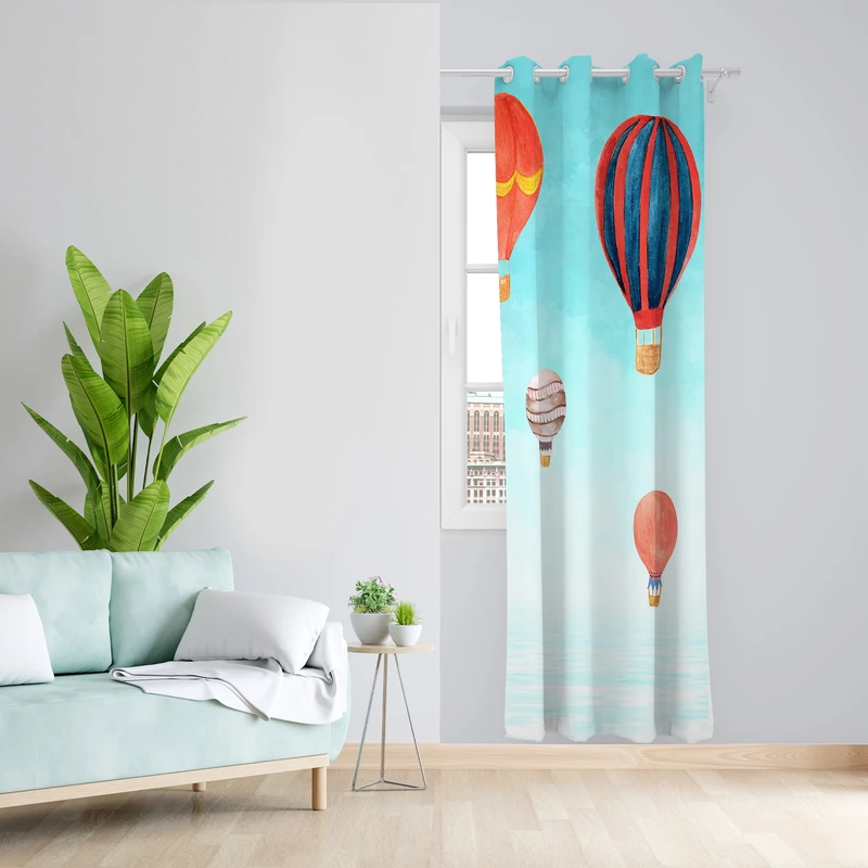 پرده طرح بالن مدل مخمل پانچی کد 4843 z سایز 140x200 سانتی متر