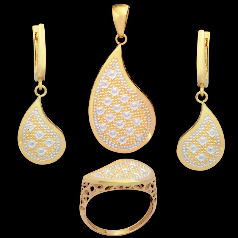 نیم ست طلا 18 عیار زنانه طلای مستجابی مدل اشک لومیر T486 کد 2031