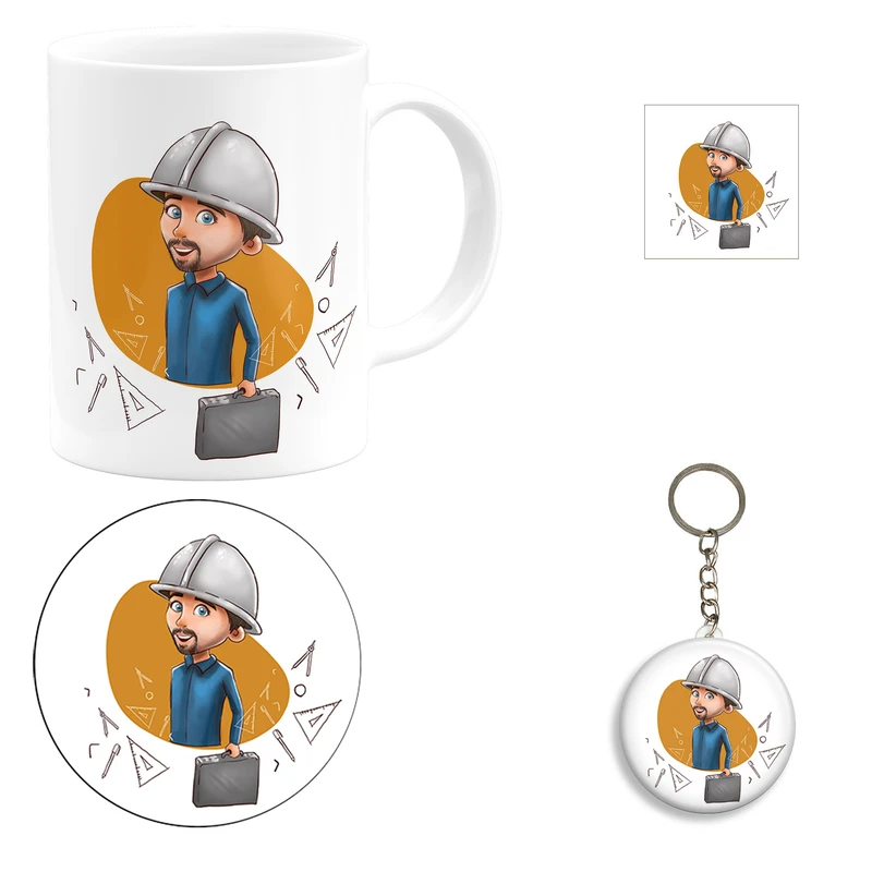 ست هدیه ماگ طرح روز مهندس کد 1