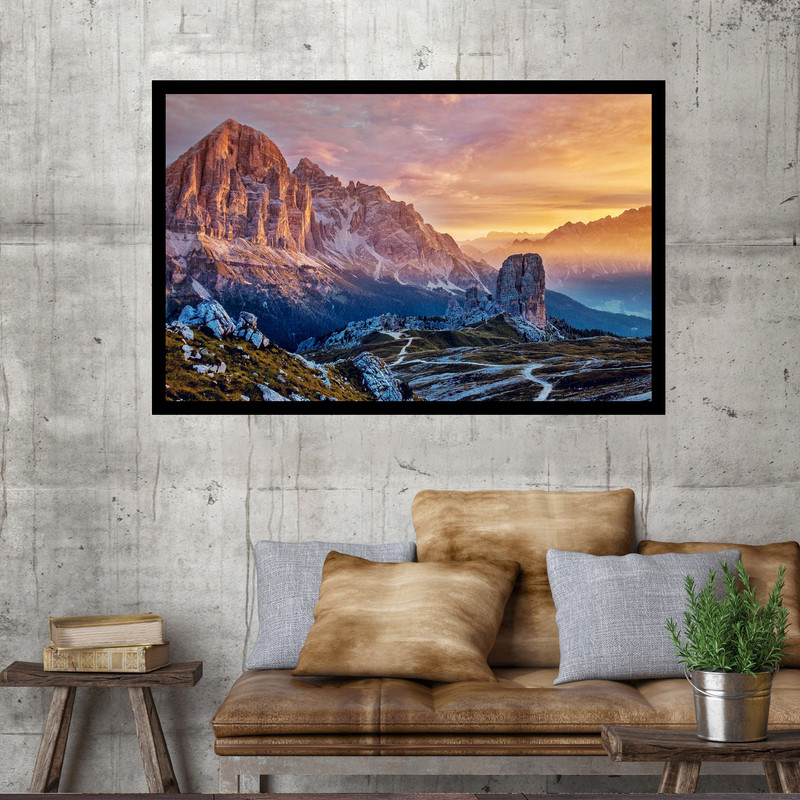 تابلو نوری بکلیت طرح کوه های دولومیت درخشان در غروب آفتاب مدل B-MO1478