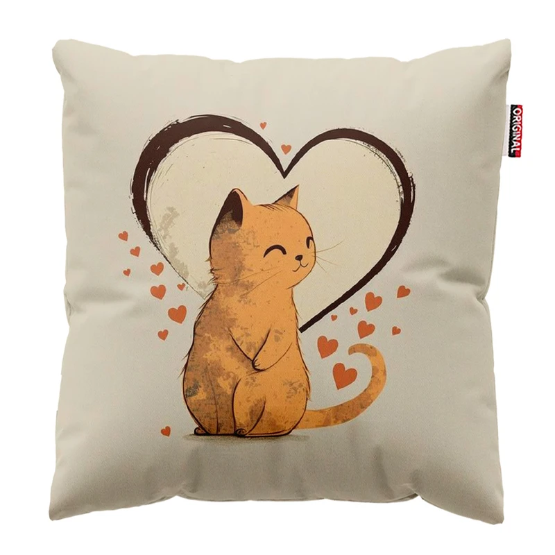 کوسن پاد آفرین مدل گربه ناز عاشق کد 302 سایز 30*30 سانتی متر