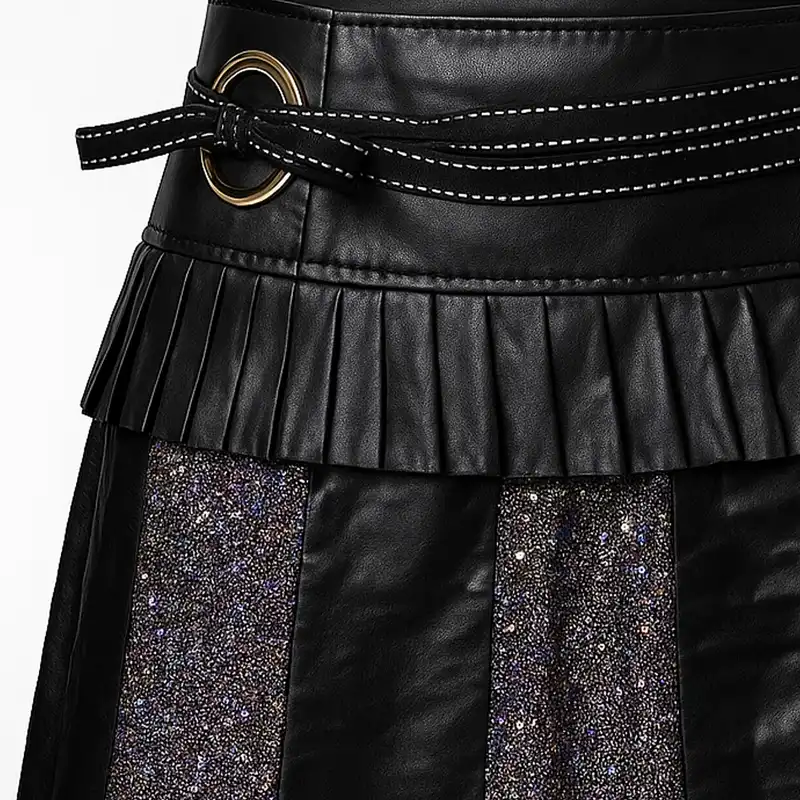 دامن نیم کلوش زنانه مدل پولکی عروسکی رنگ مشکی