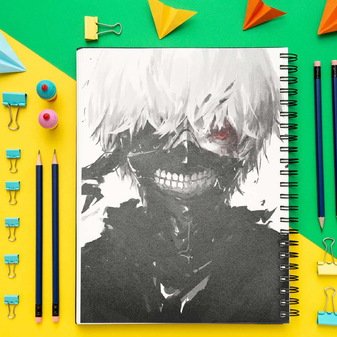 دفتر مشق باژیکان طرح انیمه توکیو غول کد 20211500 به همراه استیکر مجموعه 14 عددی