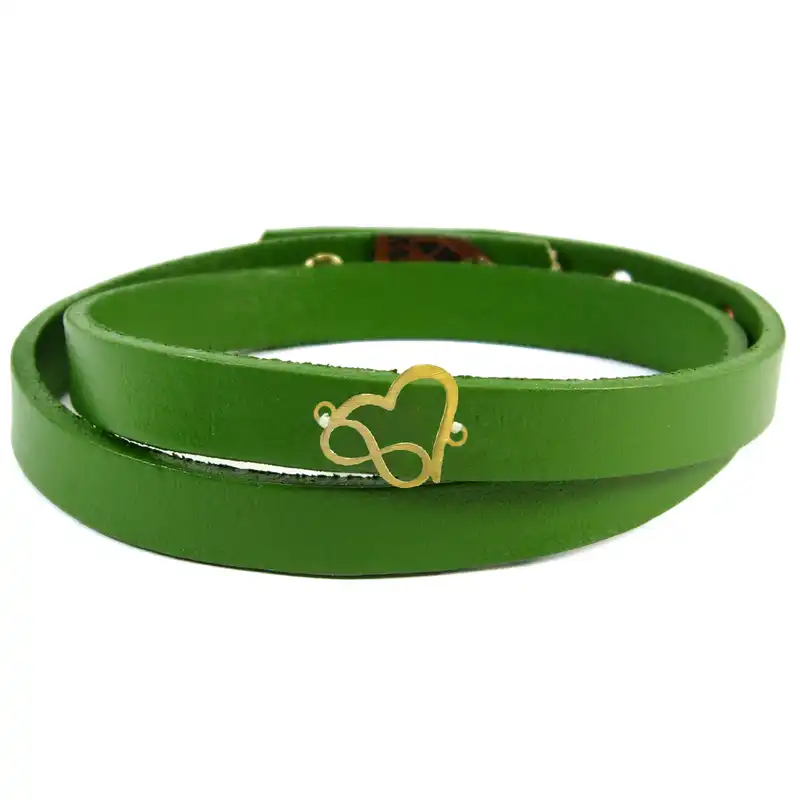 دستبند چرم و طلا 18عیار مانچو مدل bfg071