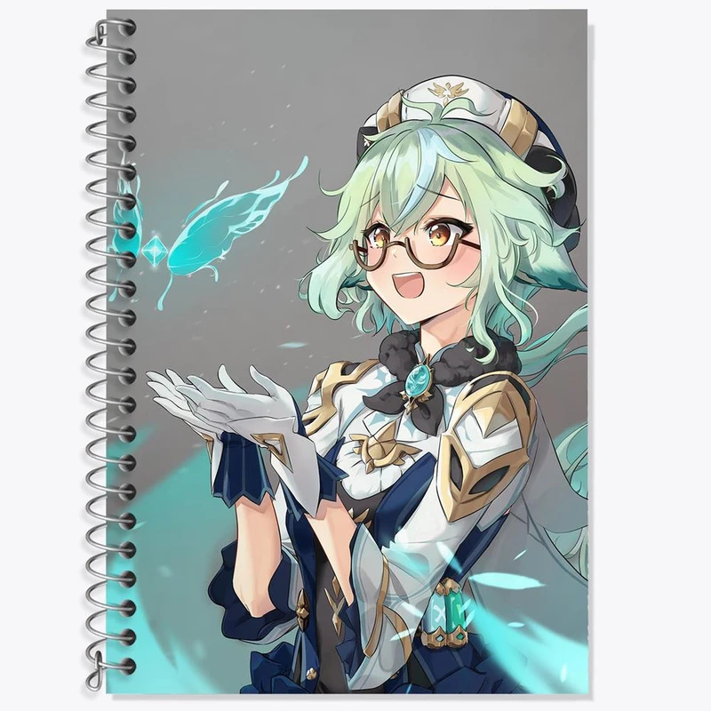 دفتر زبان 50 برگ خندالو مدل سه خط طرح بازی گنشین ایمپکت Genshin Impact کد 24556