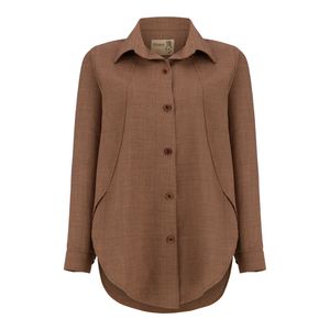 مانتو شومیزی زنانه السانا مدل گونای کد 221751 رنگ دارچینی