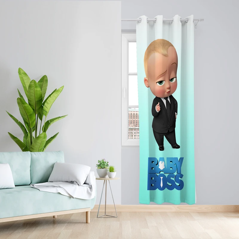 پرده طرح بچه رئیس مدل مخمل پانچی کد L 1174L Z سایز 140x200 سانتی متر