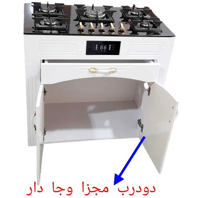 اجاق گاز 5 شعله هاکان مدل رو شیشه فندک دار دو درب جا قاشوقی //CHM_ M6//