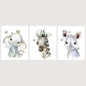 پوستر الفاپ مدل Water color Animals کد 112_03 بسته 3 عددی