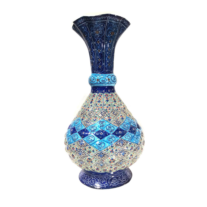 گلدان میناکاری لوح هنر طرح اسلیمی خمره ای کد 685 ارتفاع 30 سانتی متر