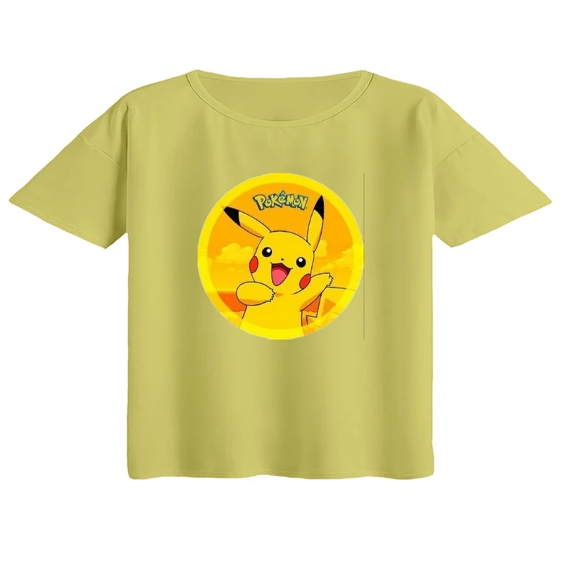 کراپ تی‌شرت آستین کوتاه زنانه مدل پوکی مون کد3