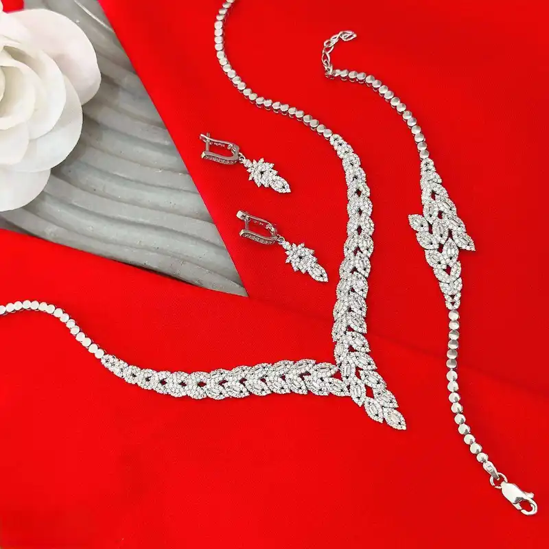 نیم ست نقره زنانه مدل گندم لوکس 50