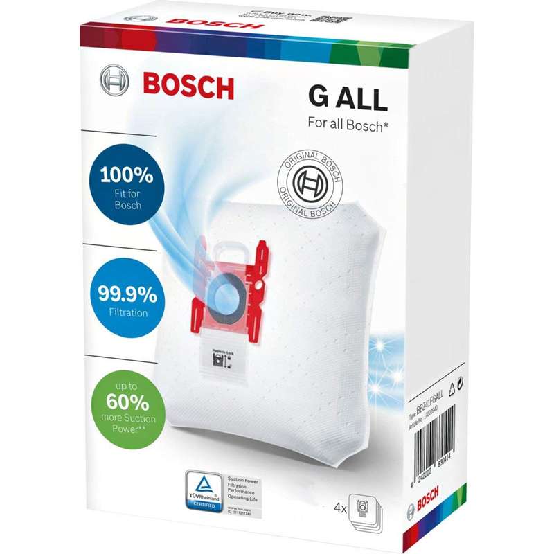 کیسه جاروبرقی بوش مدل GALL مناسب برای جاروبرقی های تایپ G,GXLL,GALL بسته 4 عددی