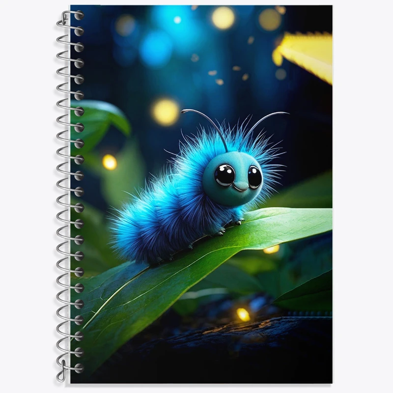 دفتر زبان 50 برگ خندالو مدل سه خط طرح کرم کیوت کد F6271