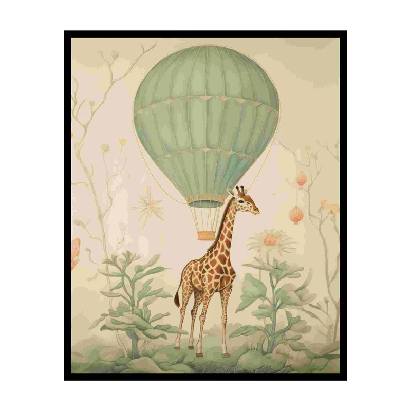 پوستر مدل بالن هوایی وینتیج چاپ زرافه