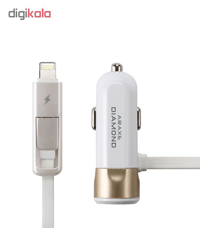 شارژر فندکی دیاموند مدل AD-CC102 به همراه کابل دو منظوره لایتنینگ و micro USB main 1 2