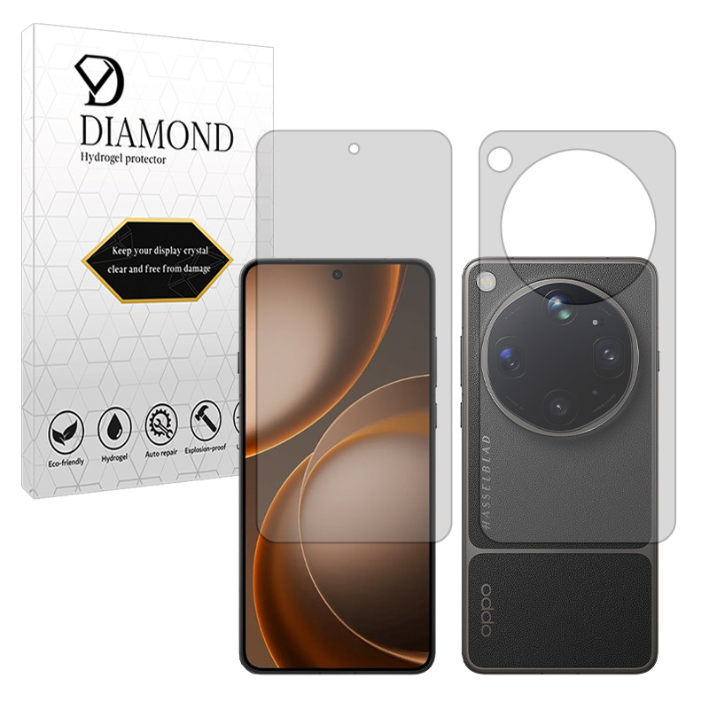 محافظ صفحه نمایش مات دیاموند مدل هیدروژلی مناسب برای گوشی موبایل اوپو Find X9 Ultra به همراه محافظ پشت گوشی