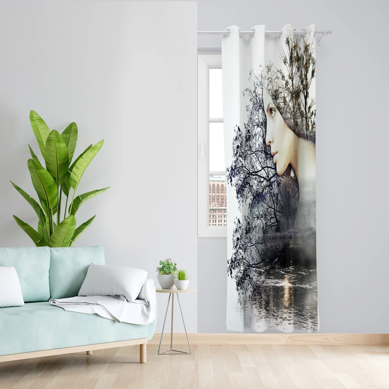 پرده طرح نیم رخ مدل مخمل پانچی کد 2127 z سایز 140x200 سانتی متر