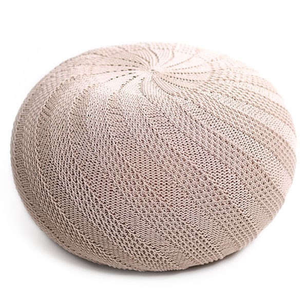 مبل پوف گالری دوک ریسه طرح گندم کرم رنگ