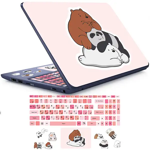 استیکر لپ تاپ راتیانا مدل پاندا خنگ 12 مناسب برای لپ تاپ 15 تا 17 اینچ به همراه برچسب حروف فارسی کیبورد