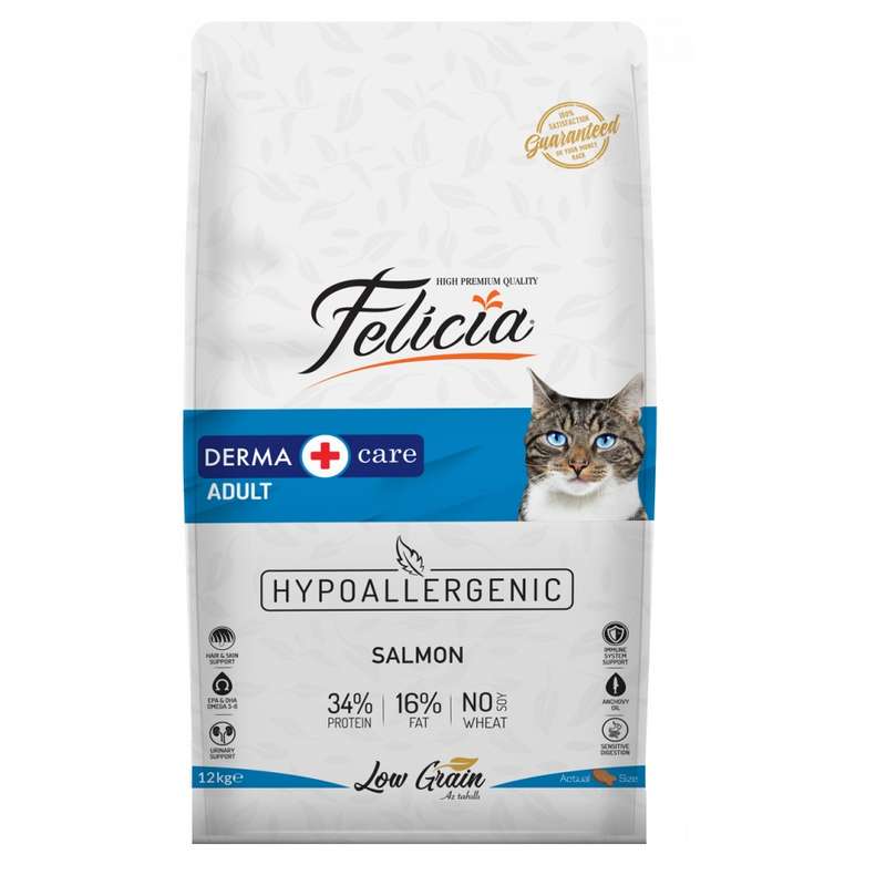 غذای گربه فلیسیا مدل Derma Care Adult Salmon-12 وزن 12 کیلوگرم