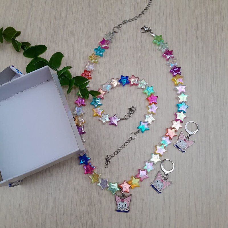 نیم ست دخترانه مدل مهره ای کرومی استار کد mah0361