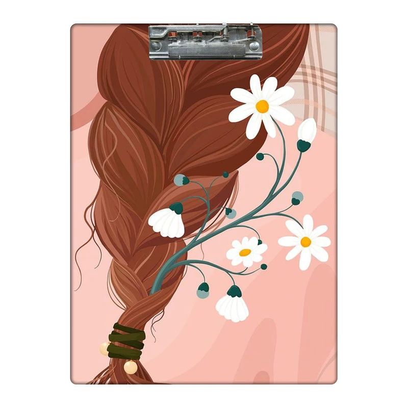 تخته شاسی طرح موهای بافته و گل بابونه کد  8399664 سایز A4