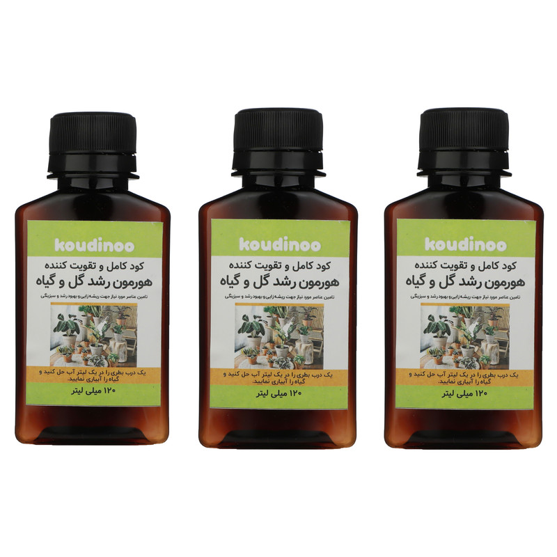 کود کامل و تقویت کننده هورمون رشد گل و گیاه کودینو مدل K-20 حجم 120 میلی لیتر بسته 3 عددی