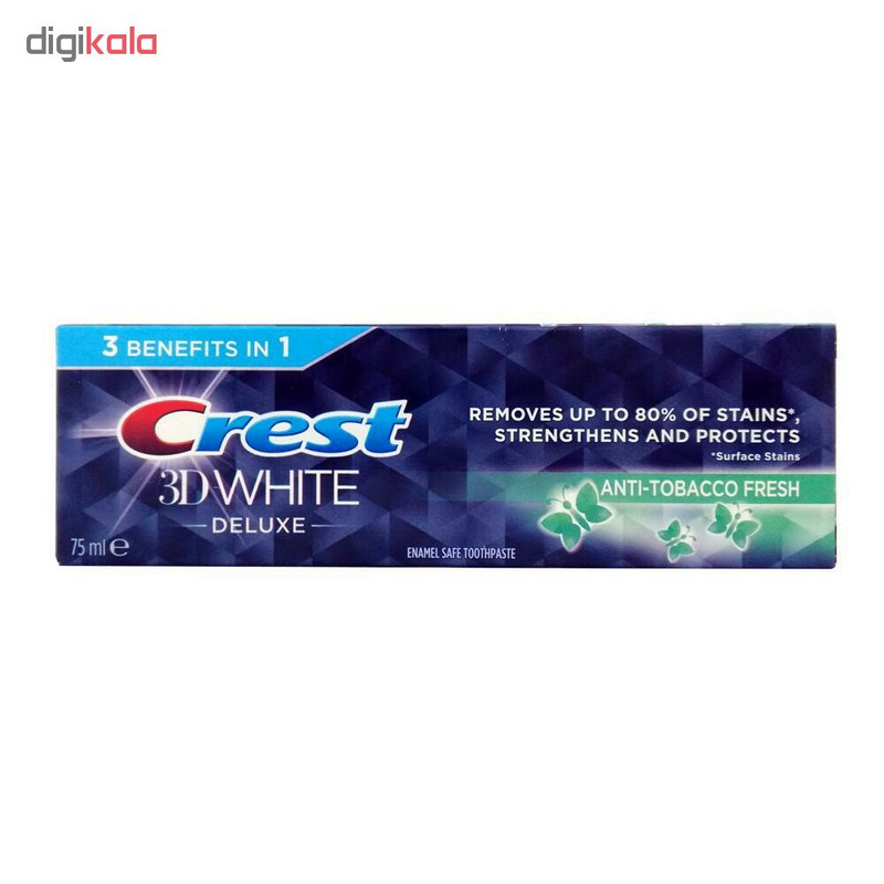 خمیر دندان کرست سری 3D White مدل Anti-Tobacco Fresh حجم 75 میلی لیتر خمیر دندان کرست سری 3D White مدل Anti-Tobacco Fresh حجم 75 میلی لیتر