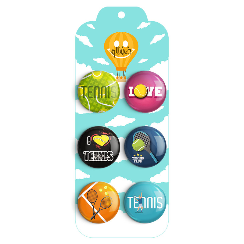 مگنت خندالو طرح تنیس Tennis کد 1719A مجموعه 6 عددی