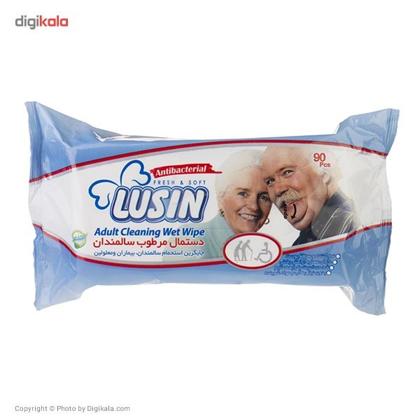 دستمال مرطوب سالمندان لوسین بسته 90 عددی