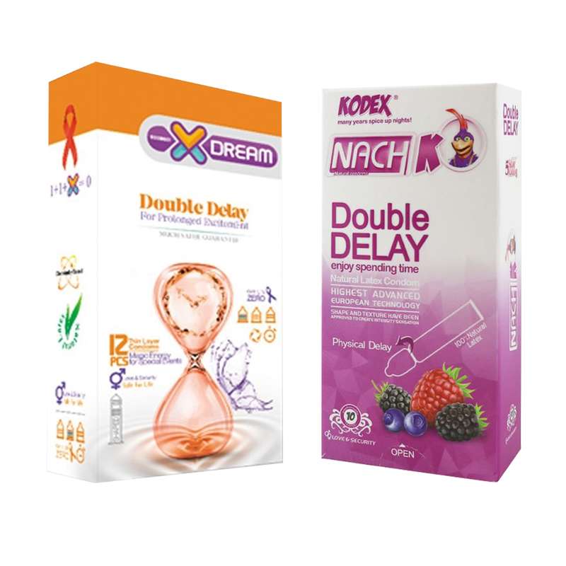 کاندوم ایکس دریم مدل Double Delay بسته 12 عددی به همراه کاندوم تاخیری کدکس مدل Double Delay بسته 10 کاندوم ایکس دریم مدل Double Delay بسته 12 عددی به همراه کاندوم تاخیری کدکس مدل Double Delay بسته 10