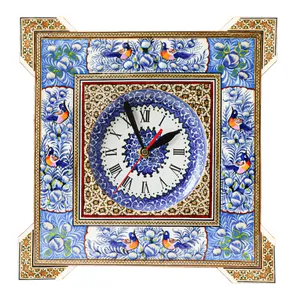 ساعت خاتم کاری مدل مربع طرح گل و مرغ برجسته کد bl29d13