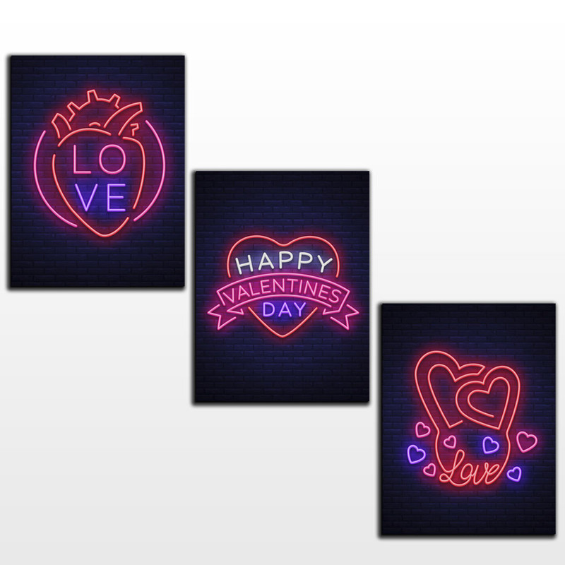 تابلو شاسی مدل قلب عاشقانه روز عشق کد LVE15 مجموعه سه عددی