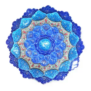 بشقاب میناکاری لوح هنر طرح گل و بوته کد 693 قطر 23 سانتی متر