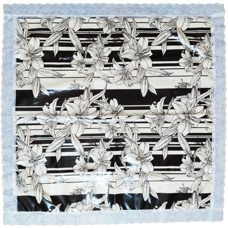 سفره پلاستیکی کرم مشکی مدل هشت نفره سایز 143×130 سانتی متر