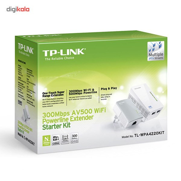 کیت آداپتور پاورلاین و گسترش دهنده بی‌سیم تی پی-لینک مدل TL-WPA4220KIT