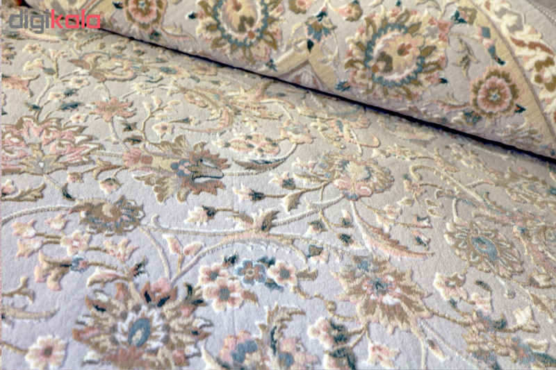 فرش ماشینی فرش رادین طرح شاه عباسی آرامش 2 زمینه رنگ زمینه طوسی