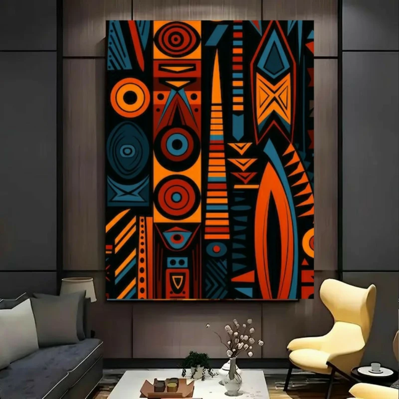 تابلو بوم طرح مخمل انتزاعی قبیله ای مدل آفریقایی کد GR1809