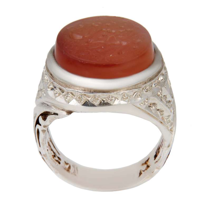 انگشتر نقره مردانه بازرگانی میلادی مدل سنگ عقیق یمانی کد AM_2308