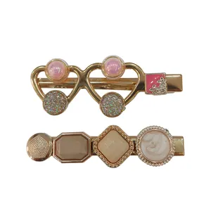 گیره مو زنانه مدل  مجلسی فلزی نگین دار مجموعه 2 عددی