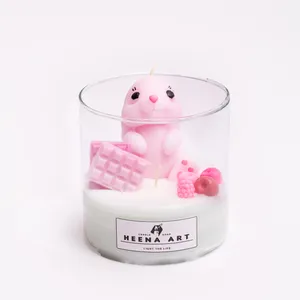 شمع دستساز مدل شیشه و خرگوش بازیگوش 