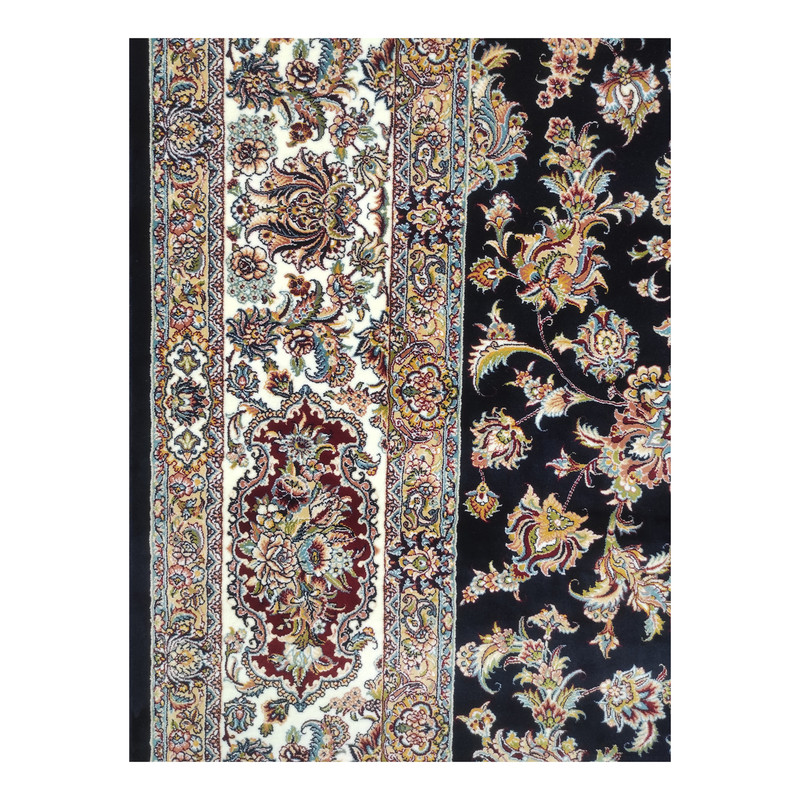 فرش ماشینی مشهد کد 872149 زمینه سرمه ای