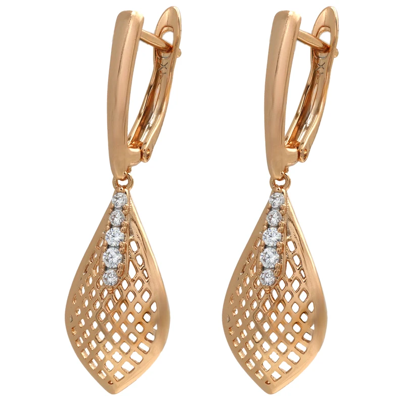 گوشواره آویز زنانه ژوپینگ مدل لوزی نگین دار کد TE 204